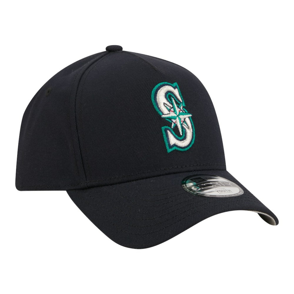 Seattle Mariners New Era Youth 9FORTY A-Frame Adjustable Hat - Navy Hats