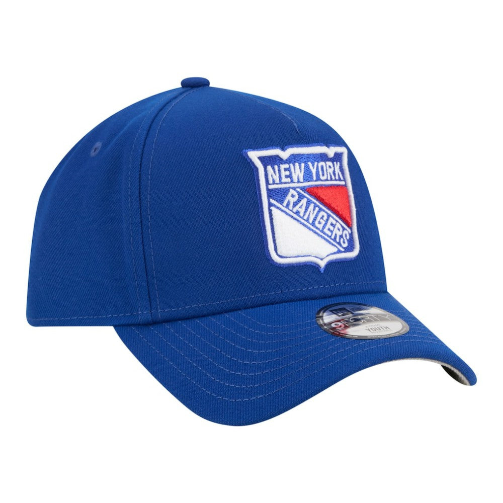 NHL New York Rangers New Era Youth 9FORTY A-Frame Adjustable Hat - Blue