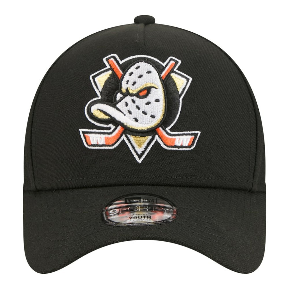 NHL Anaheim Ducks New Era Youth 9FORTY A-Frame Adjustable Hat - Black