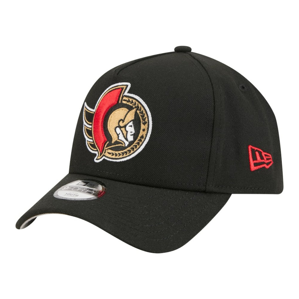 NHL Ottawa Senators New Era Youth 9FORTY A-Frame Adjustable Hat - Black