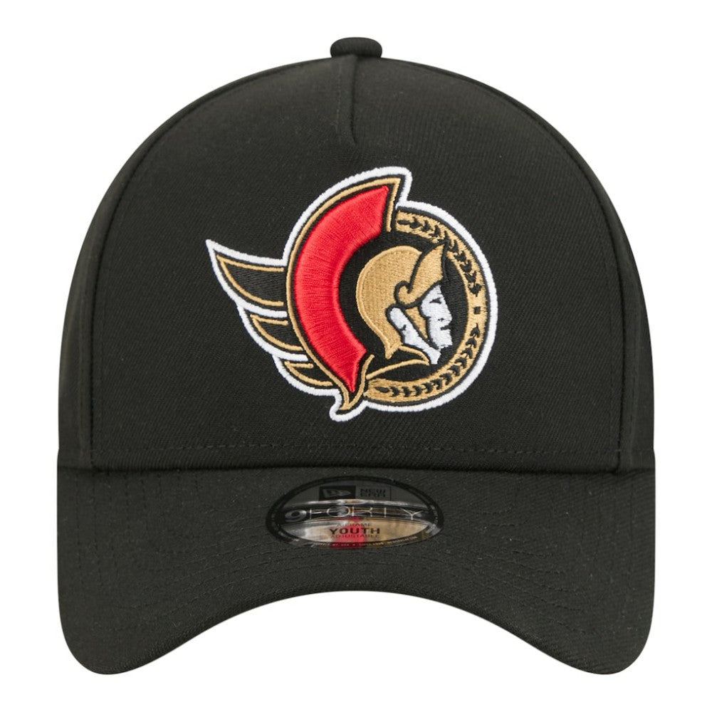 NHL Ottawa Senators New Era Youth 9FORTY A-Frame Adjustable Hat - Black