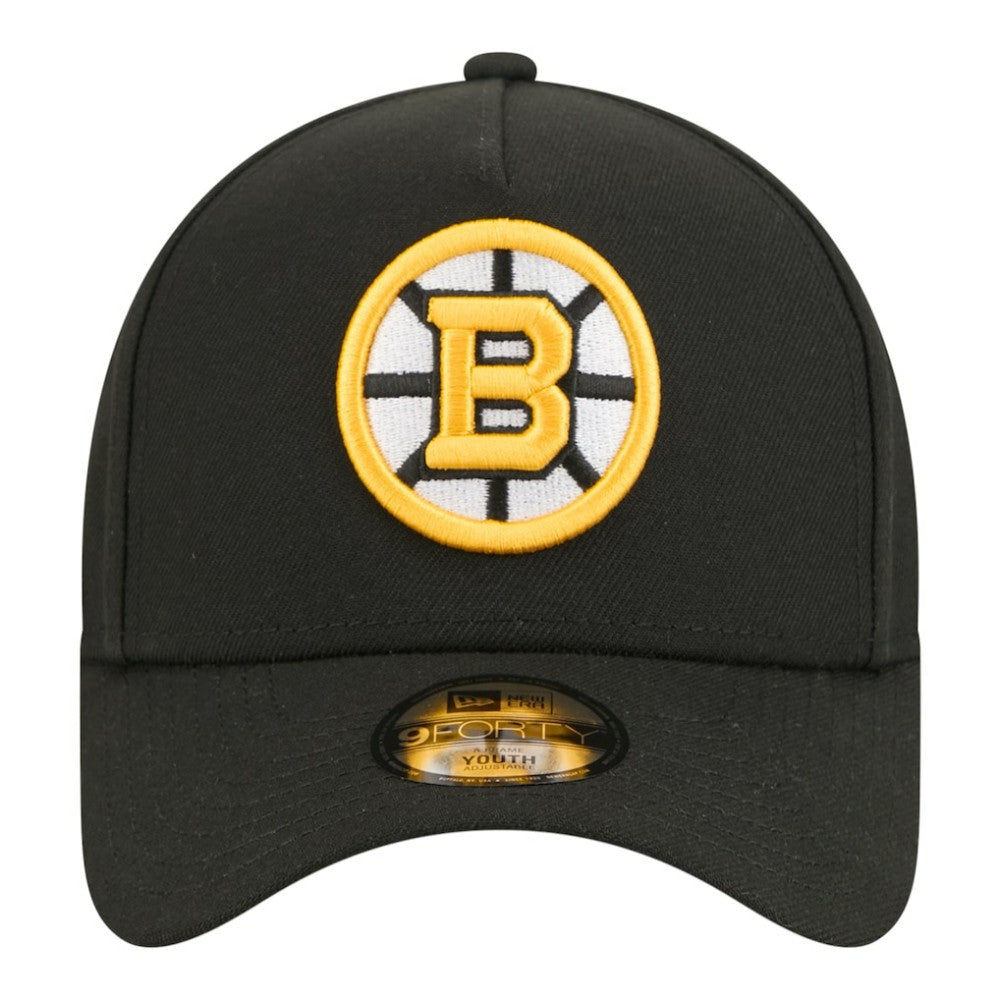 NHL Boston Bruins New Era Youth 9FORTY A-Frame Adjustable Hat - Black