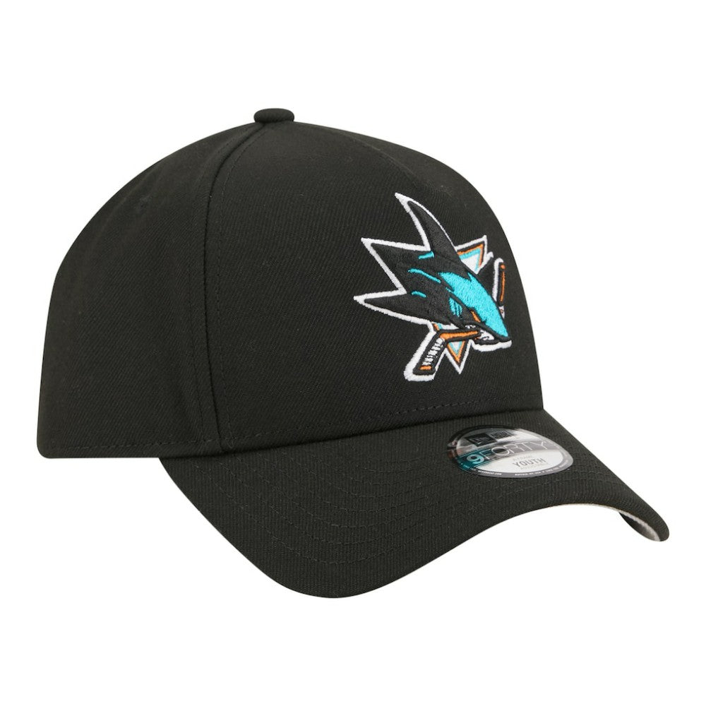 NHL San Jose Sharks New Era Youth 9FORTY A-Frame Adjustable Hat - Black