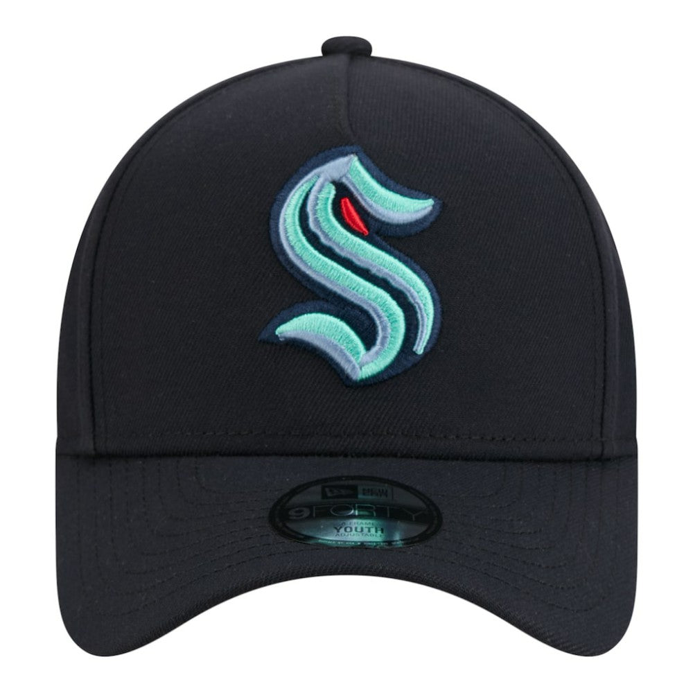 NHL Seattle Kraken New Era Youth 9FORTY A-Frame Adjustable Hat - Deep Sea Blue