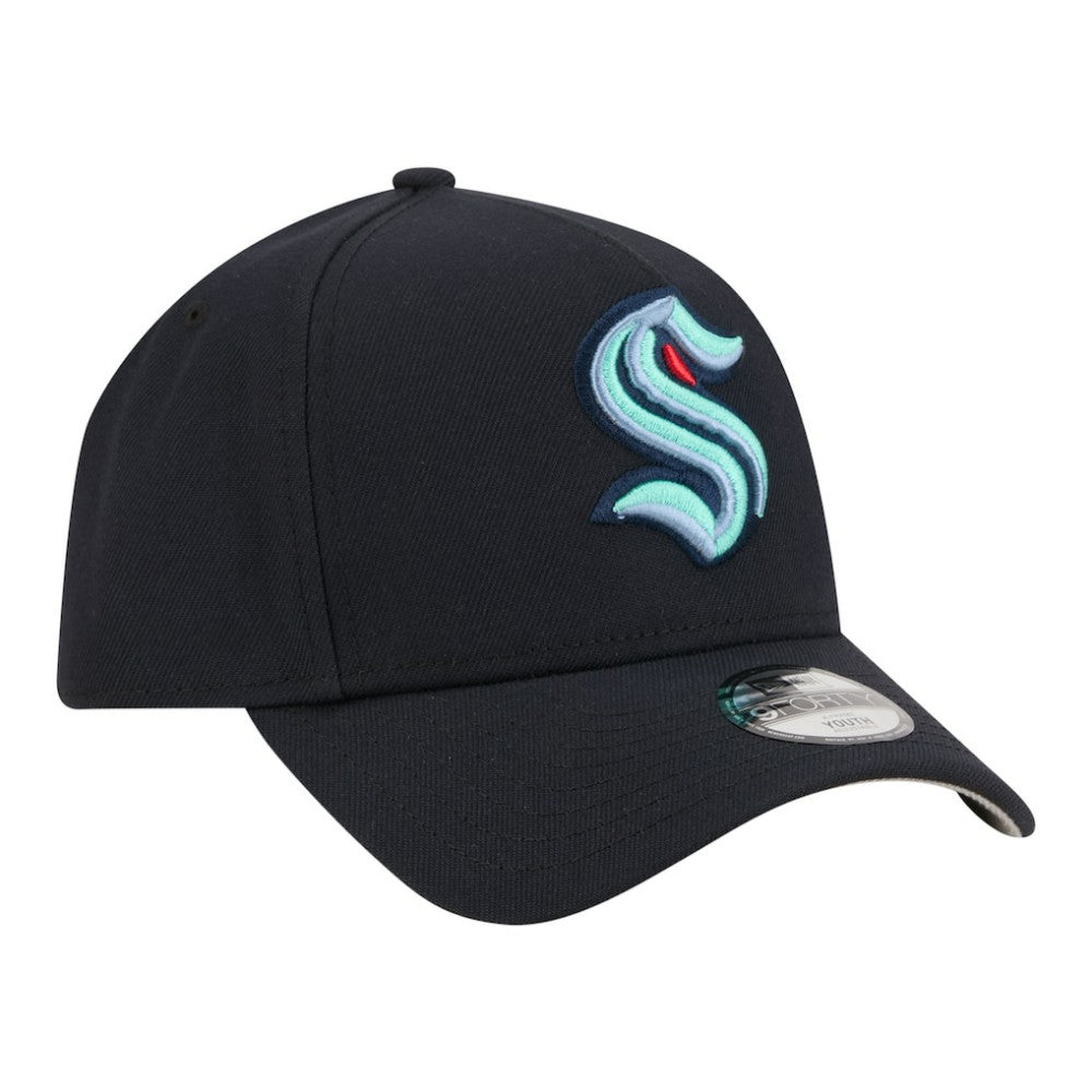 NHL Seattle Kraken New Era Youth 9FORTY A-Frame Adjustable Hat - Deep Sea Blue