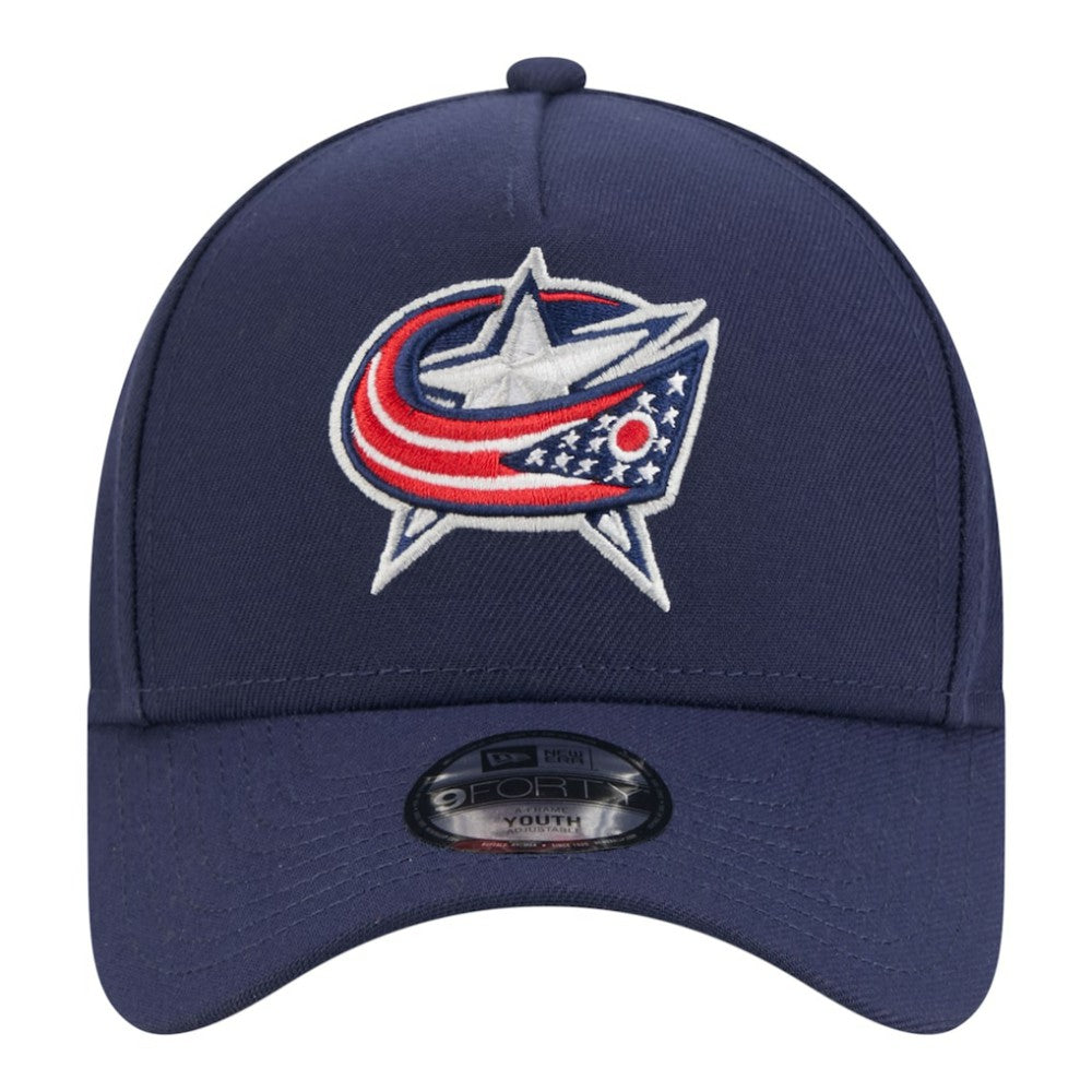 NHL Columbus Blue Jackets New Era Youth 9FORTY A-Frame Adjustable Hat - Navy