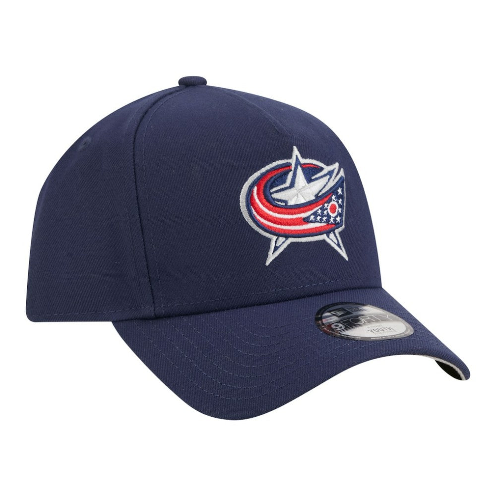 NHL Columbus Blue Jackets New Era Youth 9FORTY A-Frame Adjustable Hat - Navy