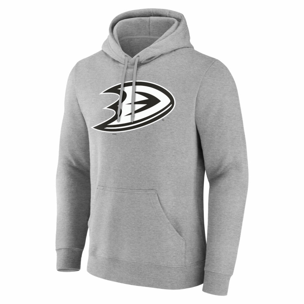 NHL,Custom Anaheim Ducks Big & Tall Personalized Name & Number Monochrome Pullover Hoodie - Gray