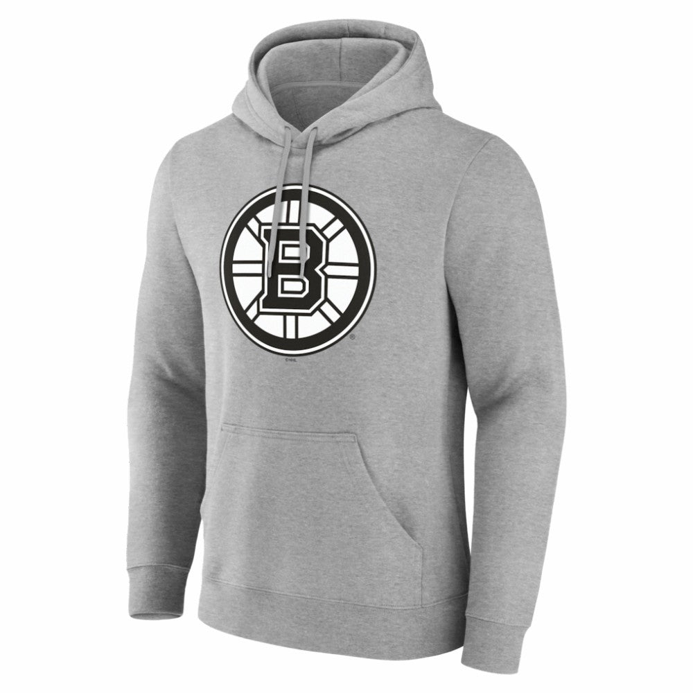 NHL,Custom Boston Bruins Big & Tall Personalized Name & Number Monochrome Pullover Hoodie - Gray