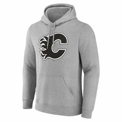 NHL,Custom Calgary Flames Big & Tall Personalized Name & Number Monochrome Pullover Hoodie - Gray