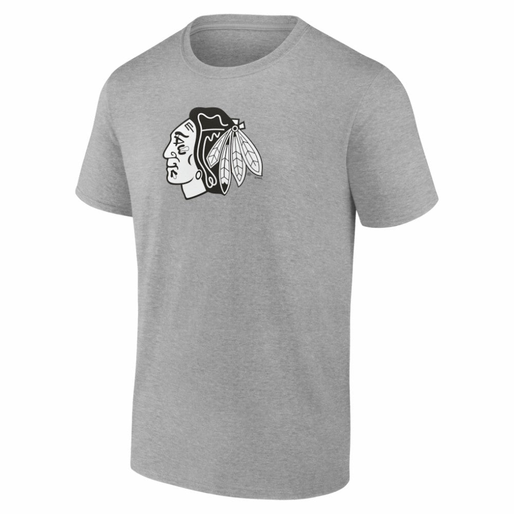 NHL,Custom Chicago Blackhawks Big & Tall Personalized Name & Number Monochrome T-Shirt - Gray