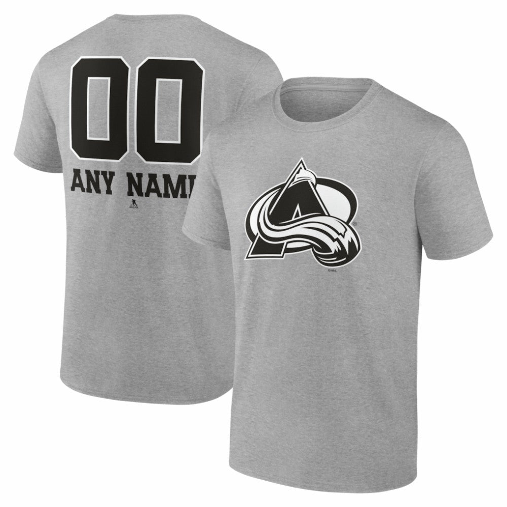 NHL,Custom Colorado Avalanche Big & Tall Personalized Name & Number Monochrome T-Shirt - Gray