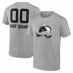 NHL,Custom Colorado Avalanche Big & Tall Personalized Name & Number Monochrome T-Shirt - Gray