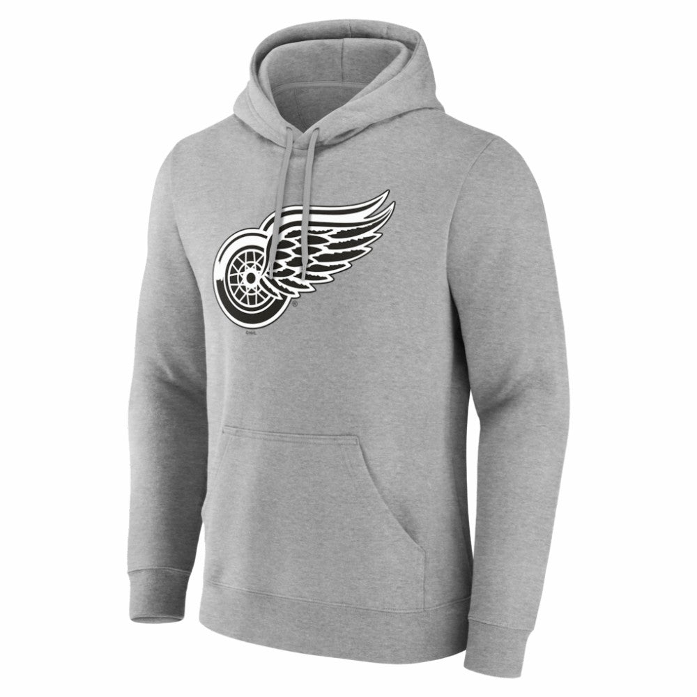 NHL,Custom Detroit Red Wings Big & Tall Personalized Name & Number Monochrome Pullover Hoodie - Gray
