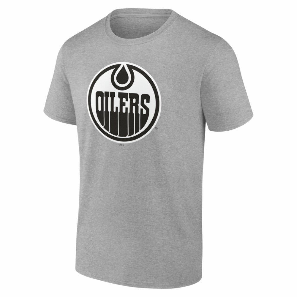NHL,Custom Edmonton Oilers Big & Tall Personalized Name & Number Monochrome T-Shirt - Gray