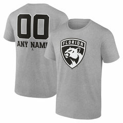 NHL,Custom Florida Panthers Big & Tall Personalized Name & Number Monochrome T-Shirt - Gray