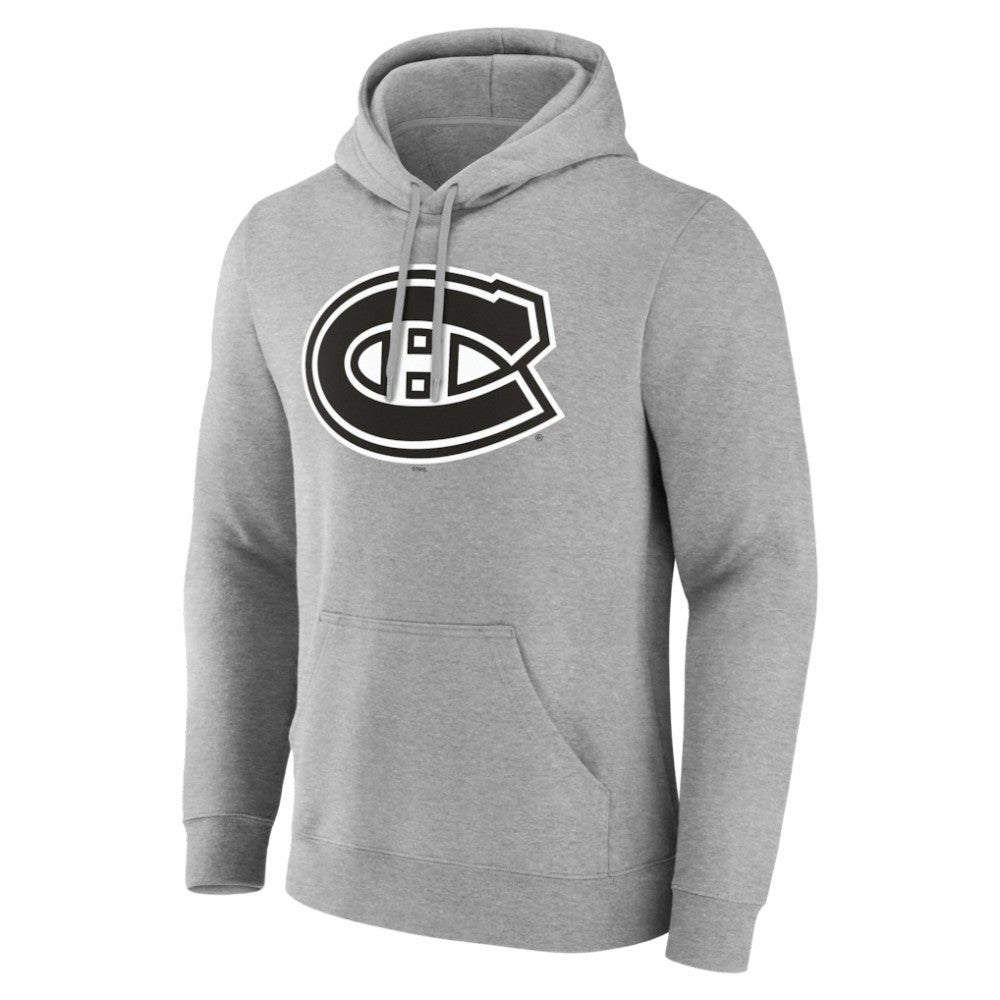 NHL,Custom Montreal Canadiens Big & Tall Personalized Name & Number Monochrome Pullover Hoodie - Gray