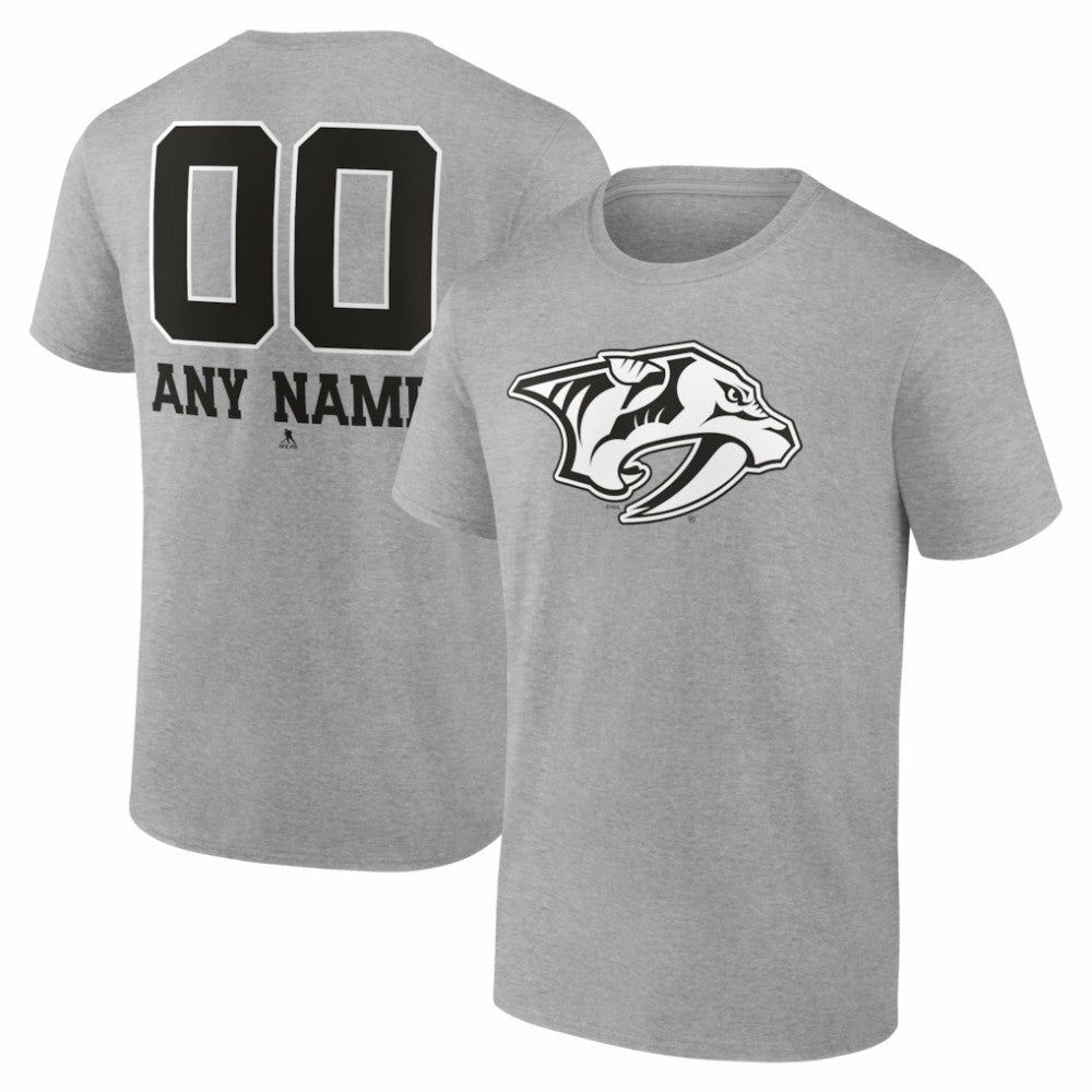 NHL,Custom Nashville Predators Big & Tall Personalized Name & Number Monochrome T-Shirt - Gray