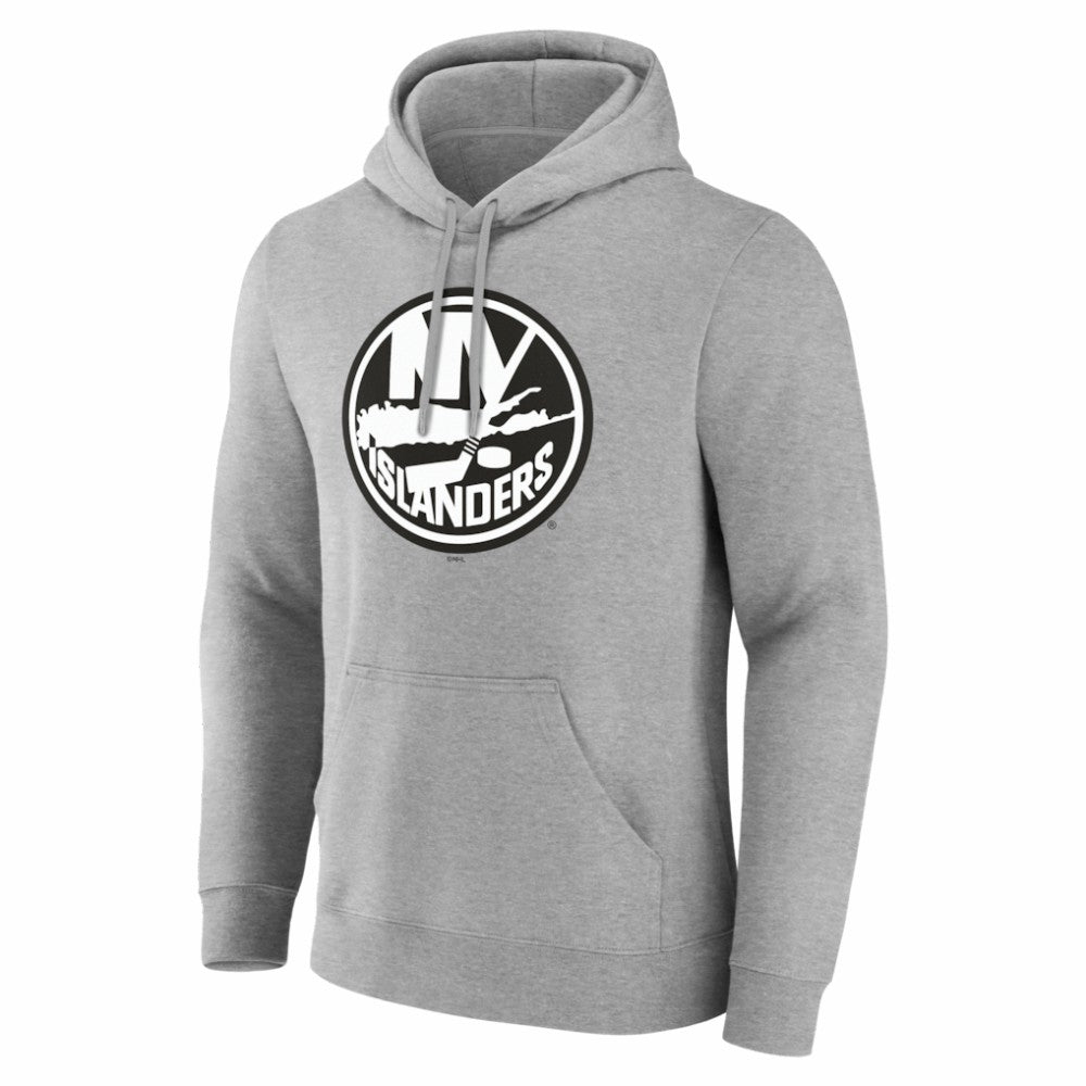 NHL,Custom New York Islanders Big & Tall Personalized Name & Number Monochrome Pullover Hoodie - Gray