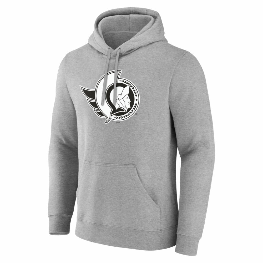 NHL,Custom Ottawa Senators Big & Tall Personalized Name & Number Monochrome Pullover Hoodie - Gray