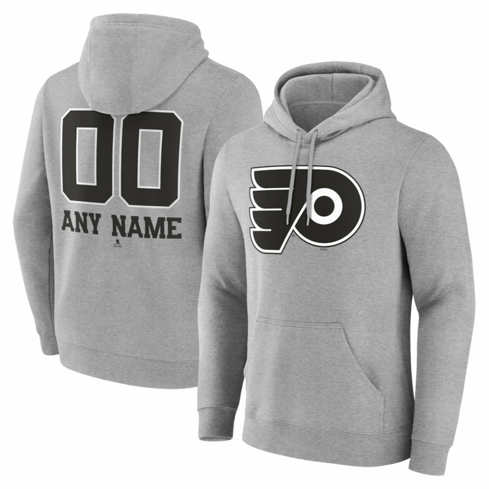 NHL,Custom Philadelphia Flyers Big & Tall Personalized Name & Number Monochrome Pullover Hoodie - Gray