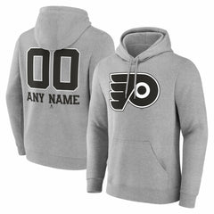 NHL,Custom Philadelphia Flyers Big & Tall Personalized Name & Number Monochrome Pullover Hoodie - Gray