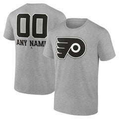 NHL,Custom Philadelphia Flyers Big & Tall Personalized Name & Number Monochrome T-Shirt - Gray