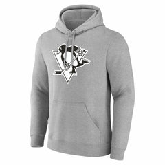 NHL,Custom Pittsburgh Penguins Big & Tall Personalized Name & Number Monochrome Pullover Hoodie - Gray