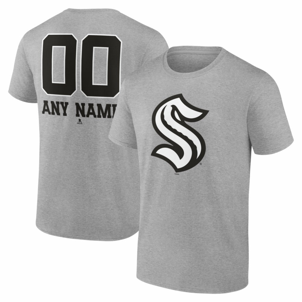 NHL,Custom Seattle Kraken Big & Tall Personalized Name & Number Monochrome T-Shirt - Gray