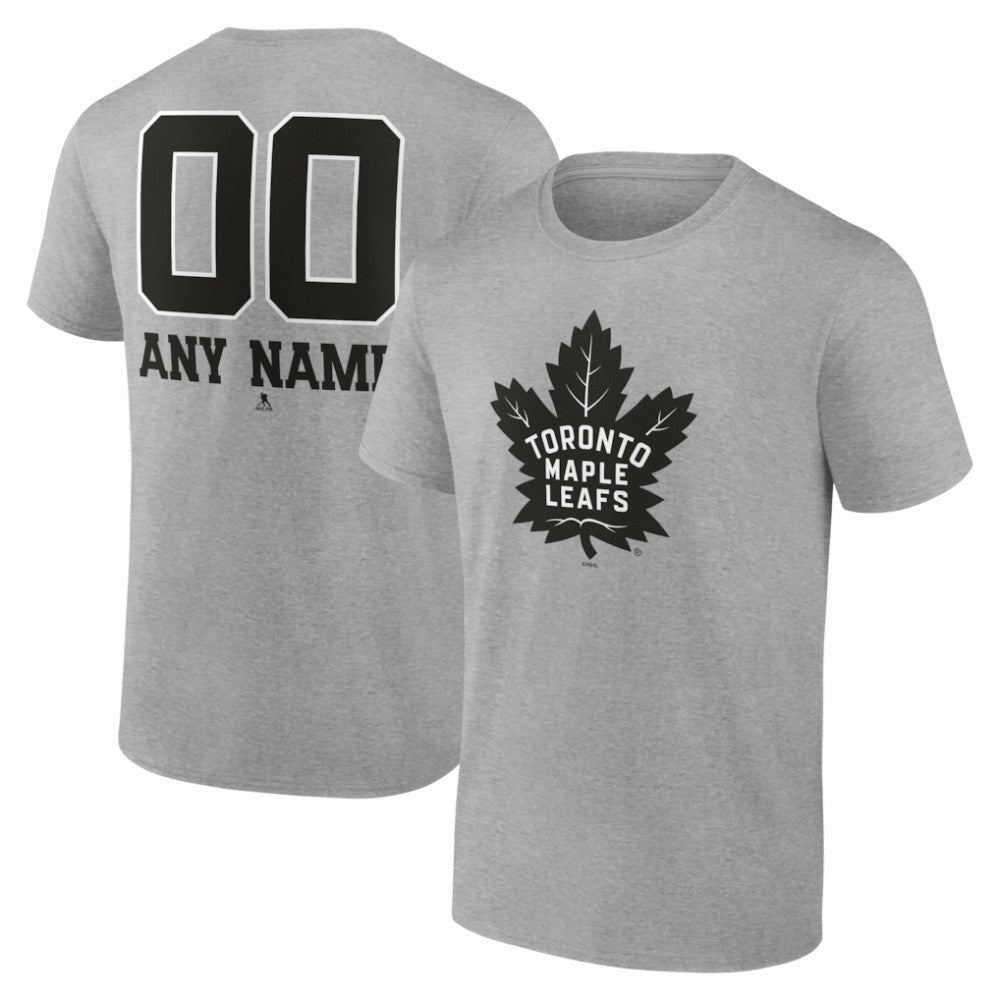 NHL,Custom Toronto Maple Leafs Big & Tall Personalized Name & Number Monochrome T-Shirt - Gray