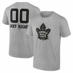 NHL,Custom Toronto Maple Leafs Big & Tall Personalized Name & Number Monochrome T-Shirt - Gray
