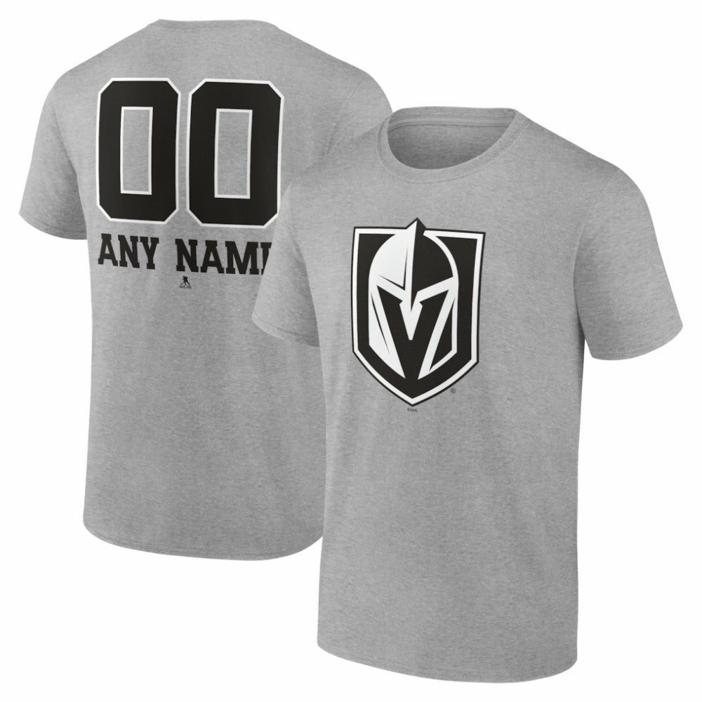 NHL,Custom Vegas Golden Knights Big & Tall Personalized Name & Number Monochrome T-Shirt - Gray