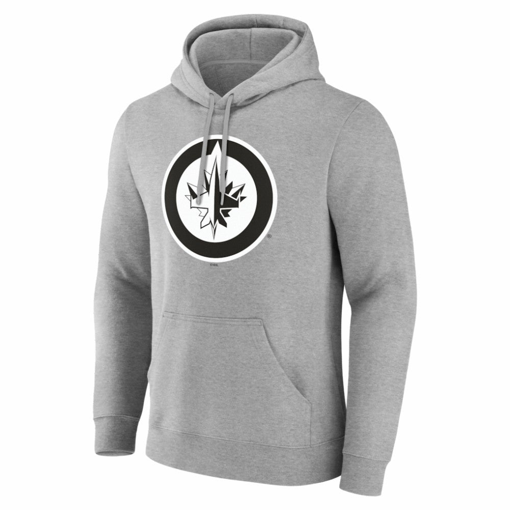 NHL,Custom Winnipeg Jets Big & Tall Personalized Name & Number Monochrome Pullover Hoodie - Gray