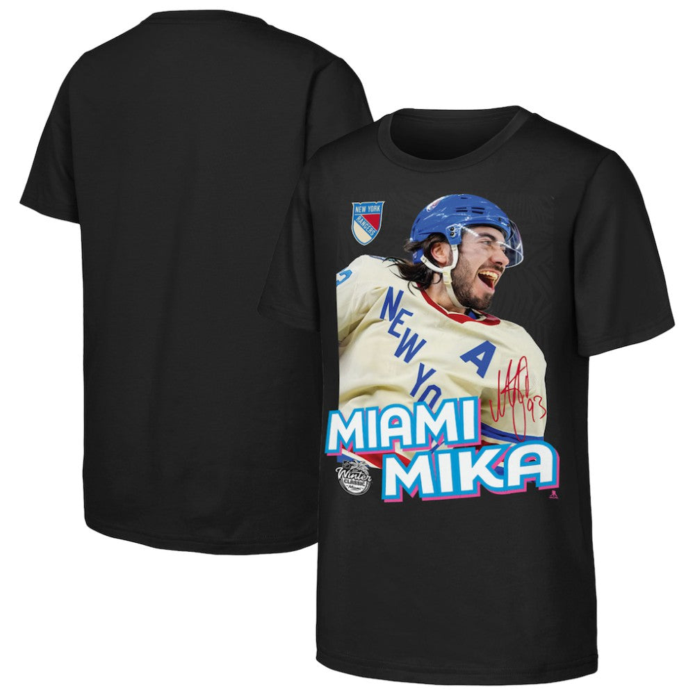 NHL Mika Zibanejad New York Rangers Outerstuff Youth Miami Mika T-Shirt - Black
