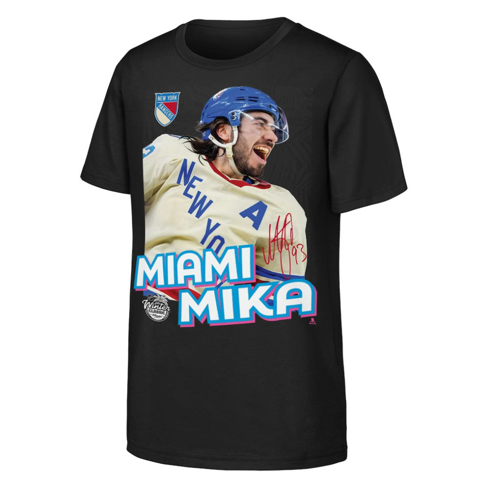 NHL Mika Zibanejad New York Rangers Outerstuff Youth Miami Mika T-Shirt - Black