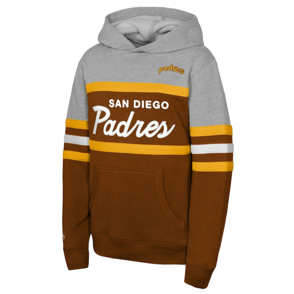 San Diego Padres Mitchell & Ness Youth Cooperstown Head Coach Pullover Hoodie - Brown/Grey Hoodies