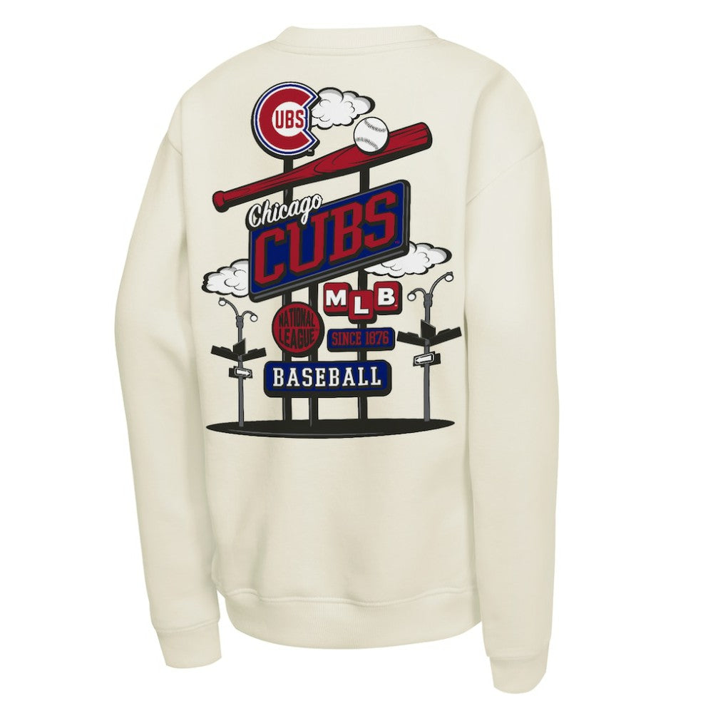 Chicago Cubs Mitchell & Ness Youth Retro Billboard Sweatshirt - Natural Sweatshirts