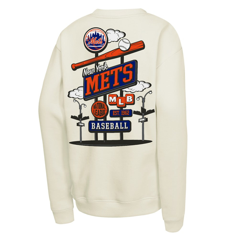 New York Mets Mitchell & Ness Youth Retro Billboard Sweatshirt - Natural Sweatshirts