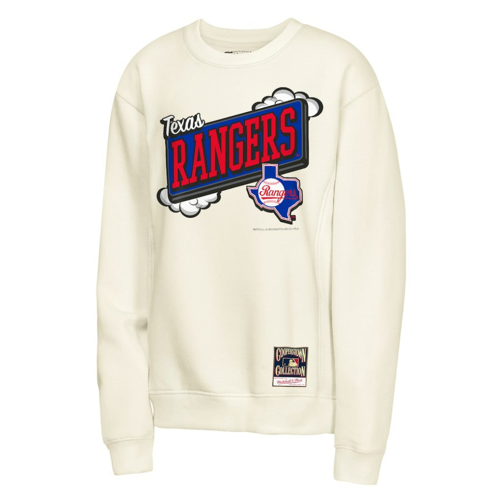 Texas Rangers Mitchell & Ness Youth Retro Billboard Sweatshirt - Natural Sweatshirts