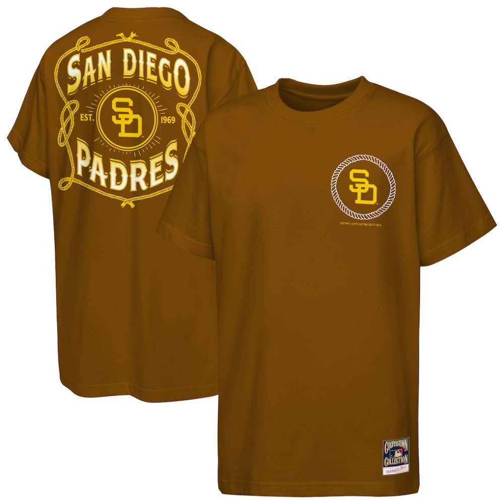 San Diego Padres Mitchell & Ness Youth Cooperstown Rodeo Rope T-Shirt - Brown T-shirts