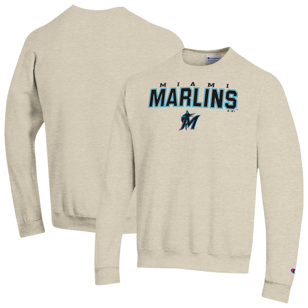 Miami Marlins Champion Eco Powerblend Sweatshirt - Oatmeal Sweatshirts