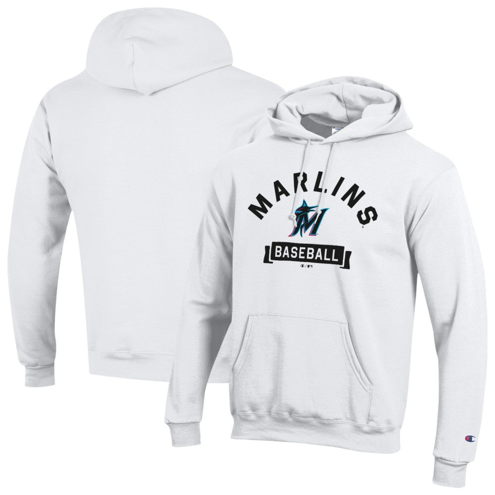 Miami Marlins Champion Eco Powerblend Hoodie - White Hoodies