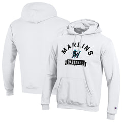 Miami Marlins Champion Eco Powerblend Hoodie - White Hoodies