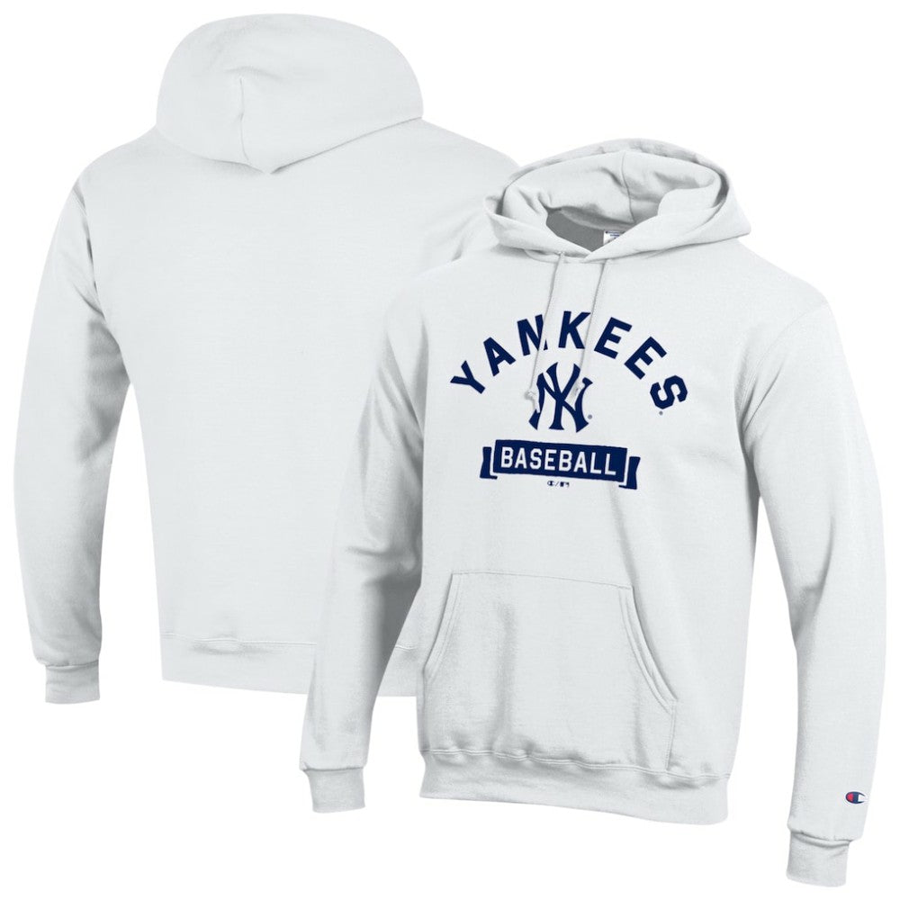 New York Yankees Champion Eco Powerblend Hoodie - White Hoodies
