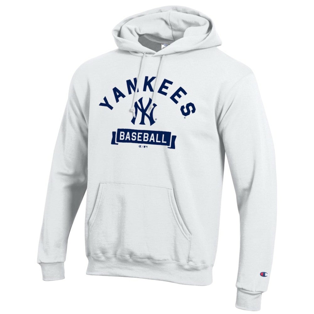 New York Yankees Champion Eco Powerblend Hoodie - White Hoodies