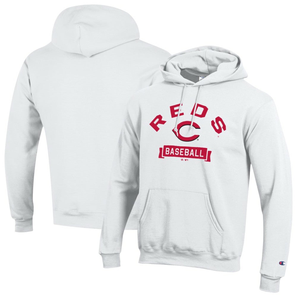 Cincinnati Reds Champion Eco Powerblend Hoodie - White Hoodies