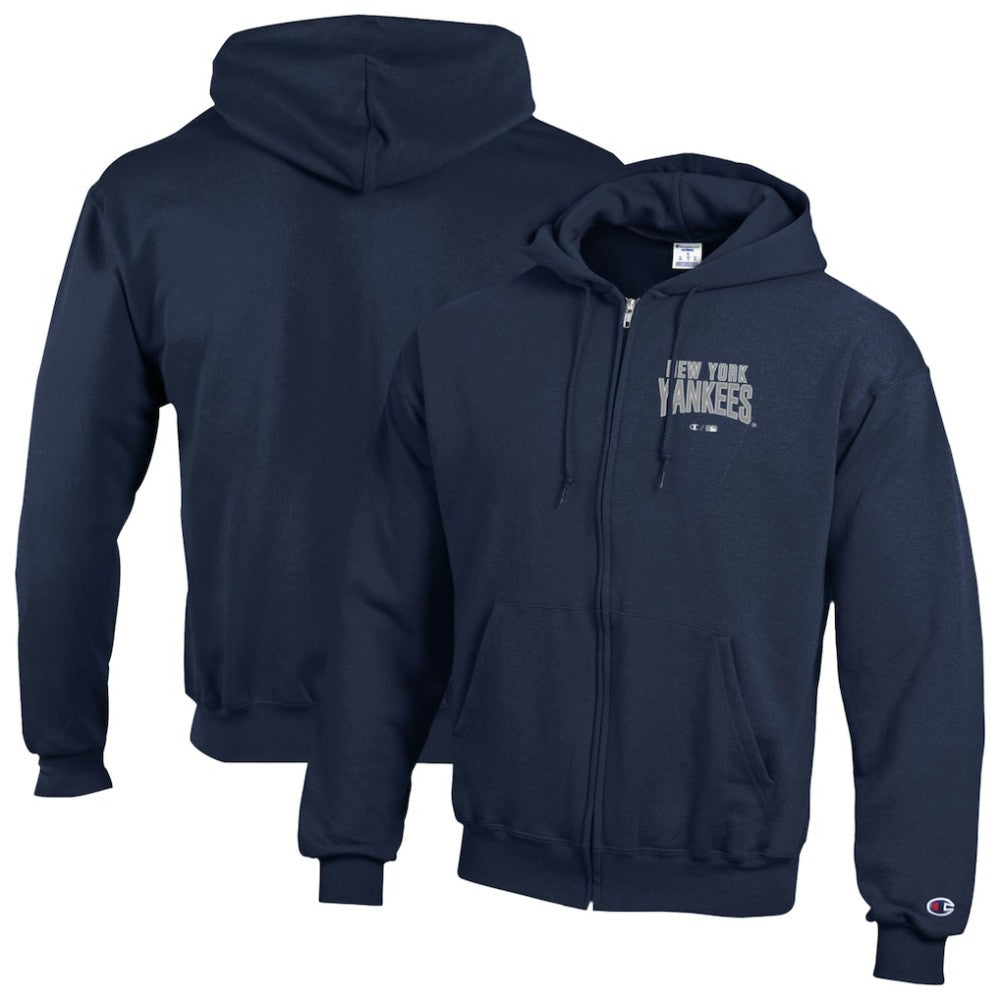 New York Yankees Champion Eco Powerblend Full-Zip Hoodie - Navy Hoodies