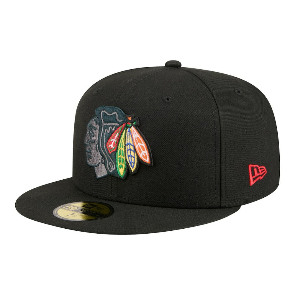 NHL Chicago Blackhawks New Era Color Pop 59FIFTY Fitted Hat - Black