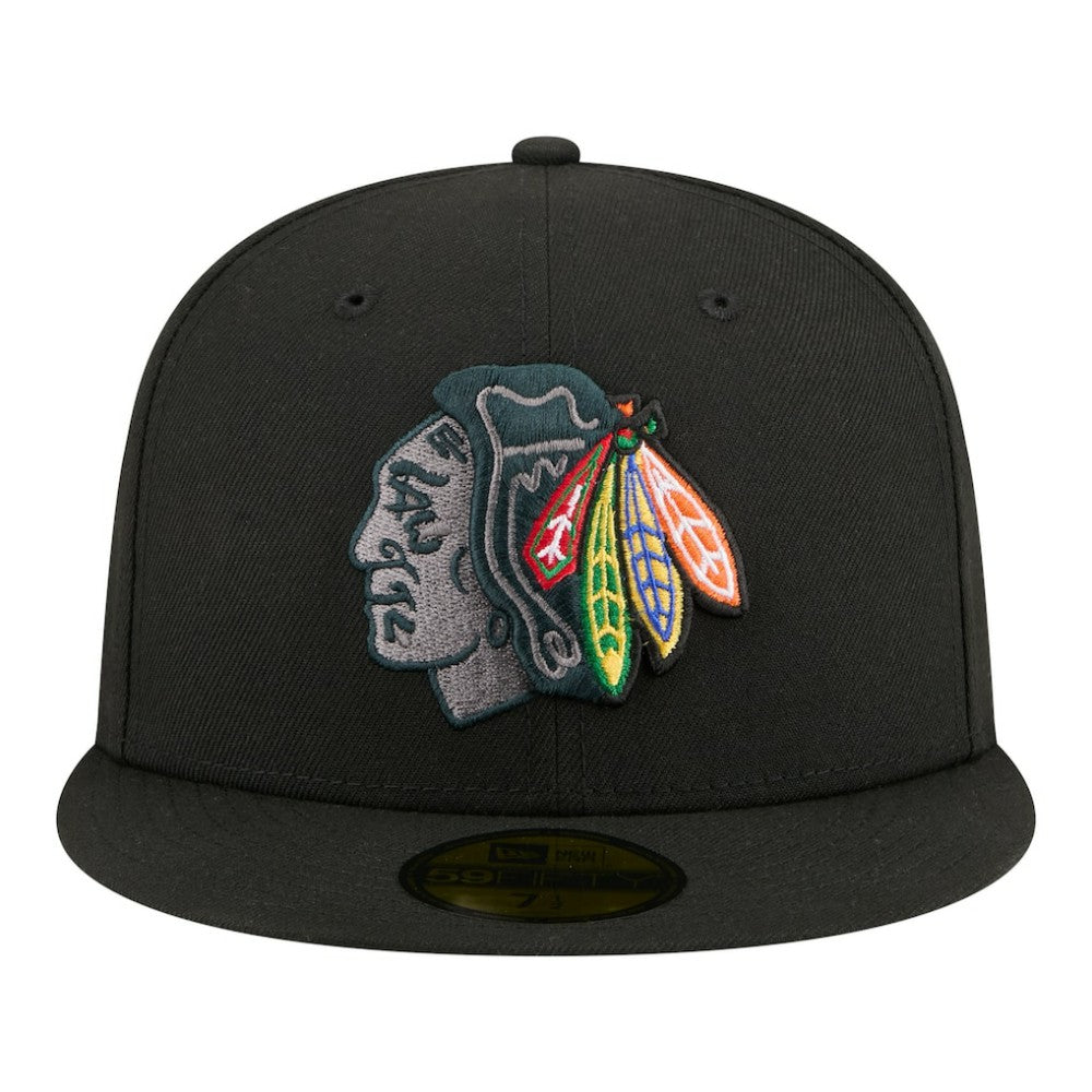 NHL Chicago Blackhawks New Era Color Pop 59FIFTY Fitted Hat - Black
