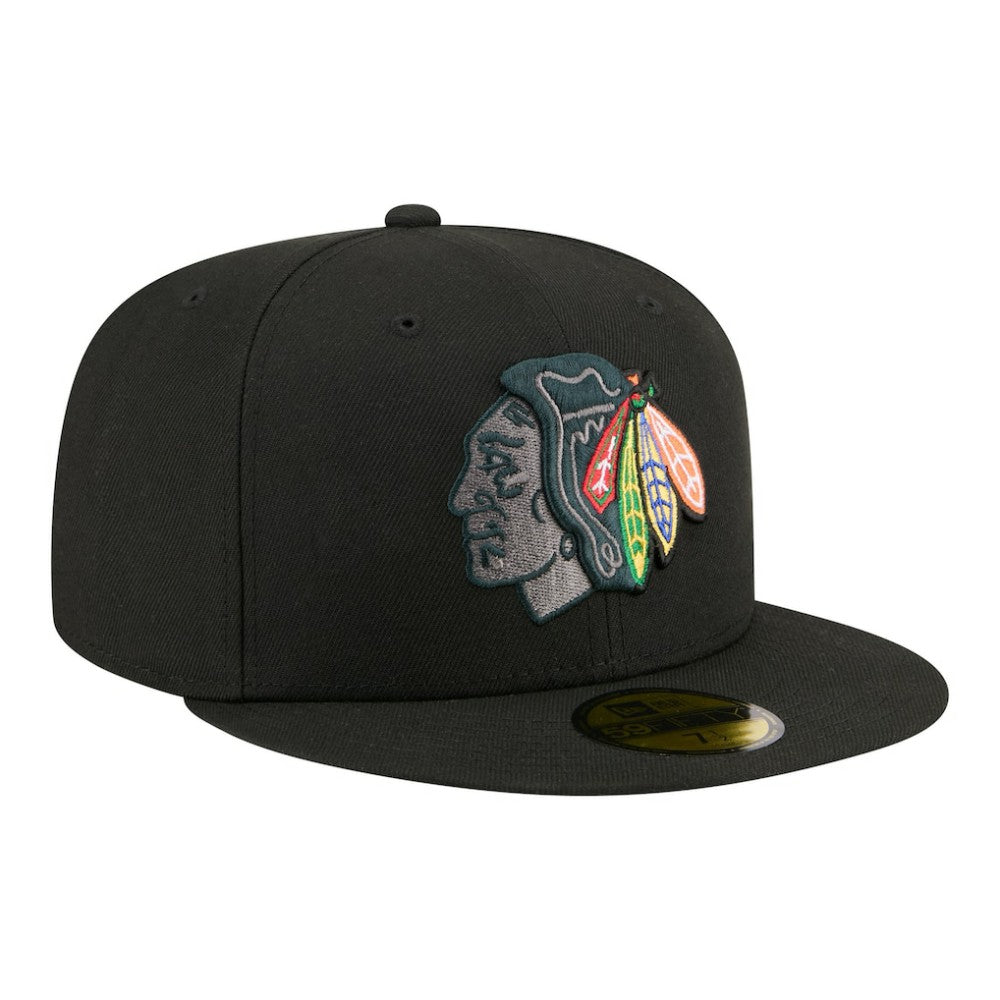 NHL Chicago Blackhawks New Era Color Pop 59FIFTY Fitted Hat - Black